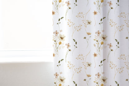 Wildflower Nursery Curtains, Wild Flowers Curtain Single Panel - Mustard Wildflowers