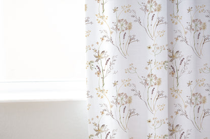 Cream Wildflower curtains, Wild Flowers Nursery Decor - Mustard Wildflowers