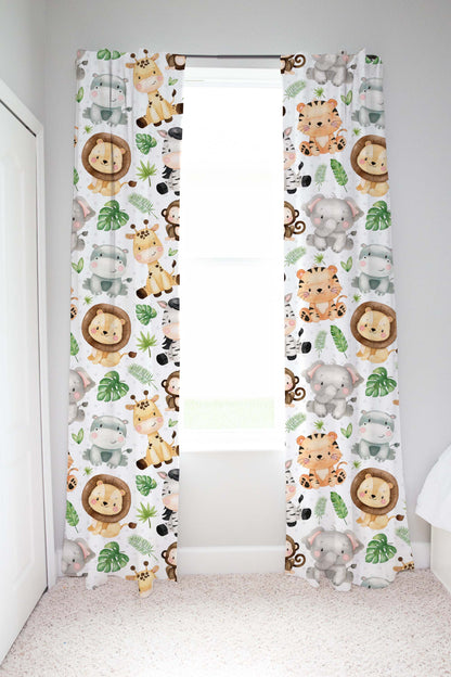 Safari animals Curtain, Single Panel, Safari nursery decor - Safari Explorer