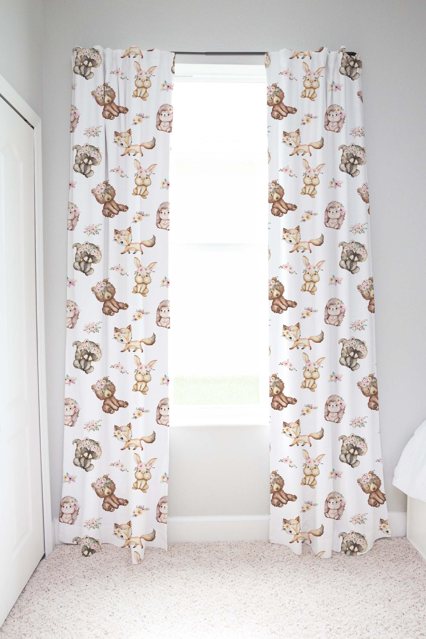 Girl Woodland Animals Curtains. Forest Nursery Decor - Forest Friends