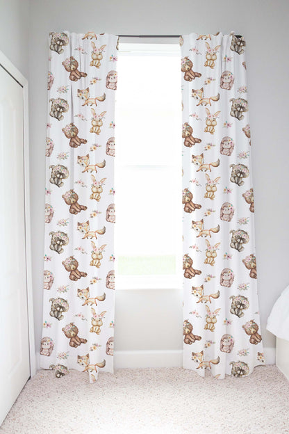 Girl Woodland Animals Curtains. Forest Nursery Decor - Forest Friends