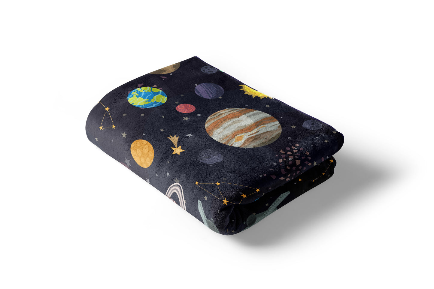 Solar System Minky Blanket, Space Kids room bedding