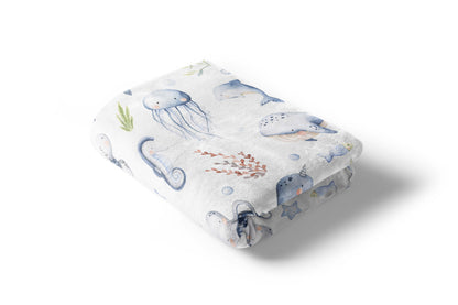 Under the sea Blanket, Sea Animals Nursery Bedding - Little Ocean