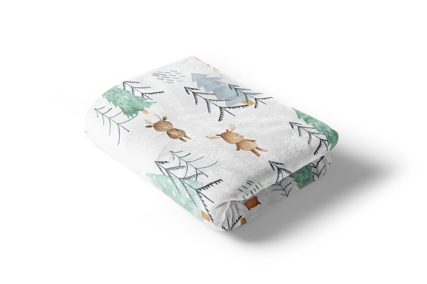 Scandinavian Forest Animals Minky Blanket, Woodland Nursery Bedding - Scandi Woodland