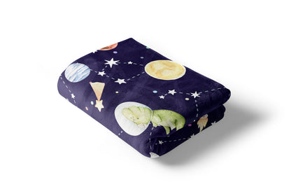 Dinosaurs Space Minky Blanket. Space Nursery Bedding