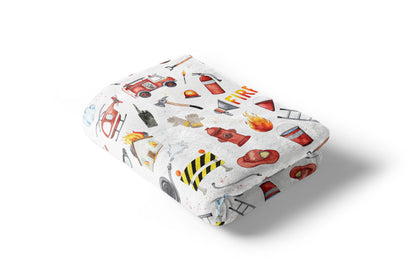 Fireman baby blanket, Fireman nursery bedding - Little Hero