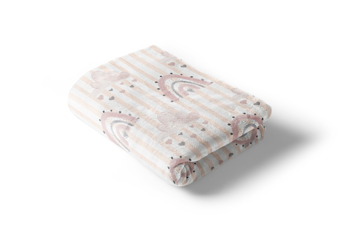 Pink Stripes Rainbow Minky Blanket, Rainbow Nursery Bedding - Blush Rainbow