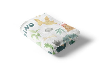 Dinosaurs blanket, Dinosaurs nursery bedding - Prehistoric Friends