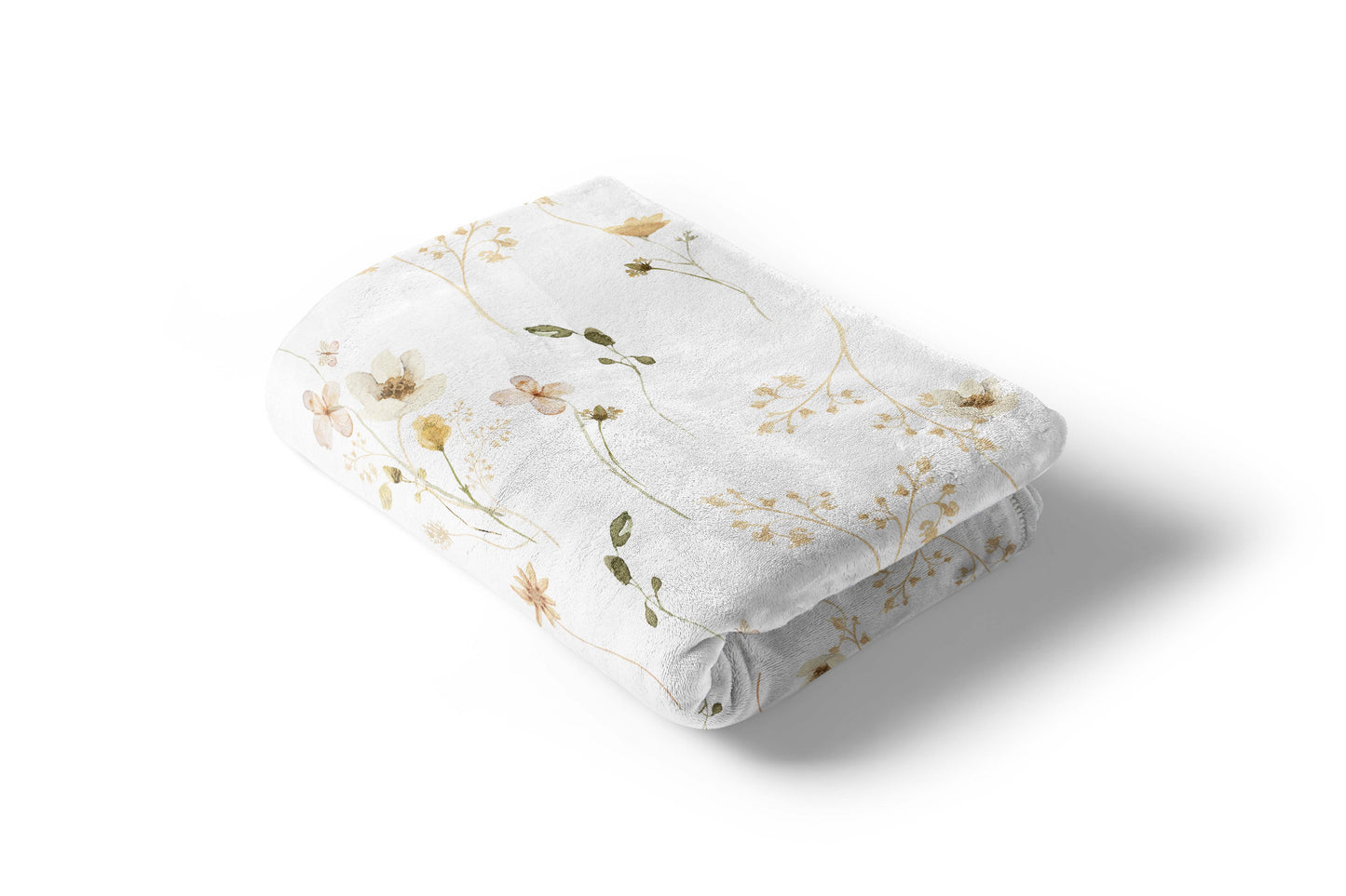 Wildflowers Blanket, Boho Floral Nursery Bedding - Mustard Wildflowers