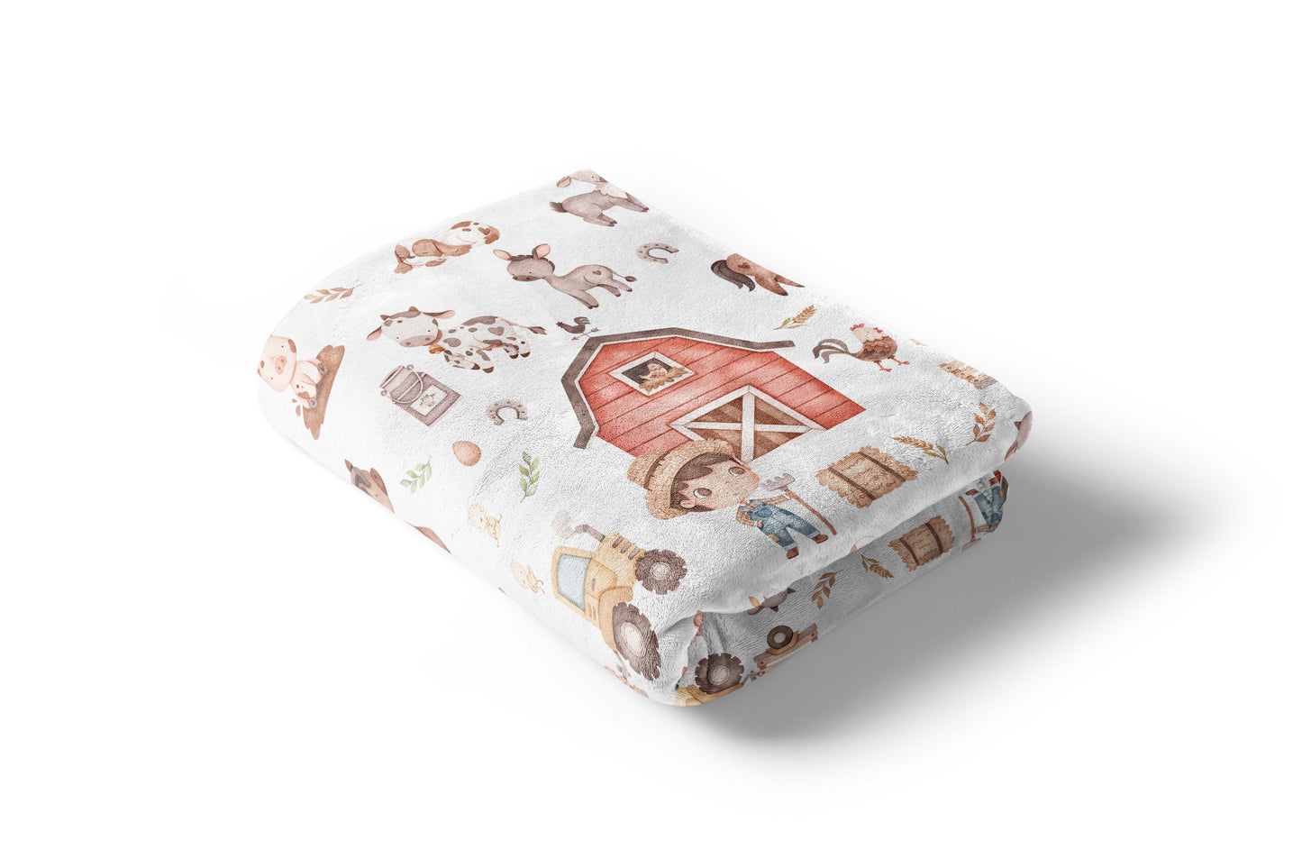 Farm Boy Minky Blanket, Barnyard Nursery Bedding - Lovely Farm