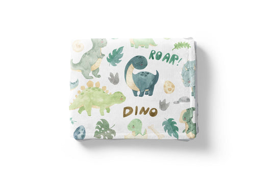 Dinosaurs blanket, Dinosaurs nursery bedding - Prehistoric Friends