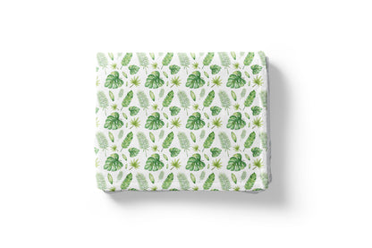 Tropical Leaves Minky Blanket, Jungle Nursery Bedding - Safari Explorer