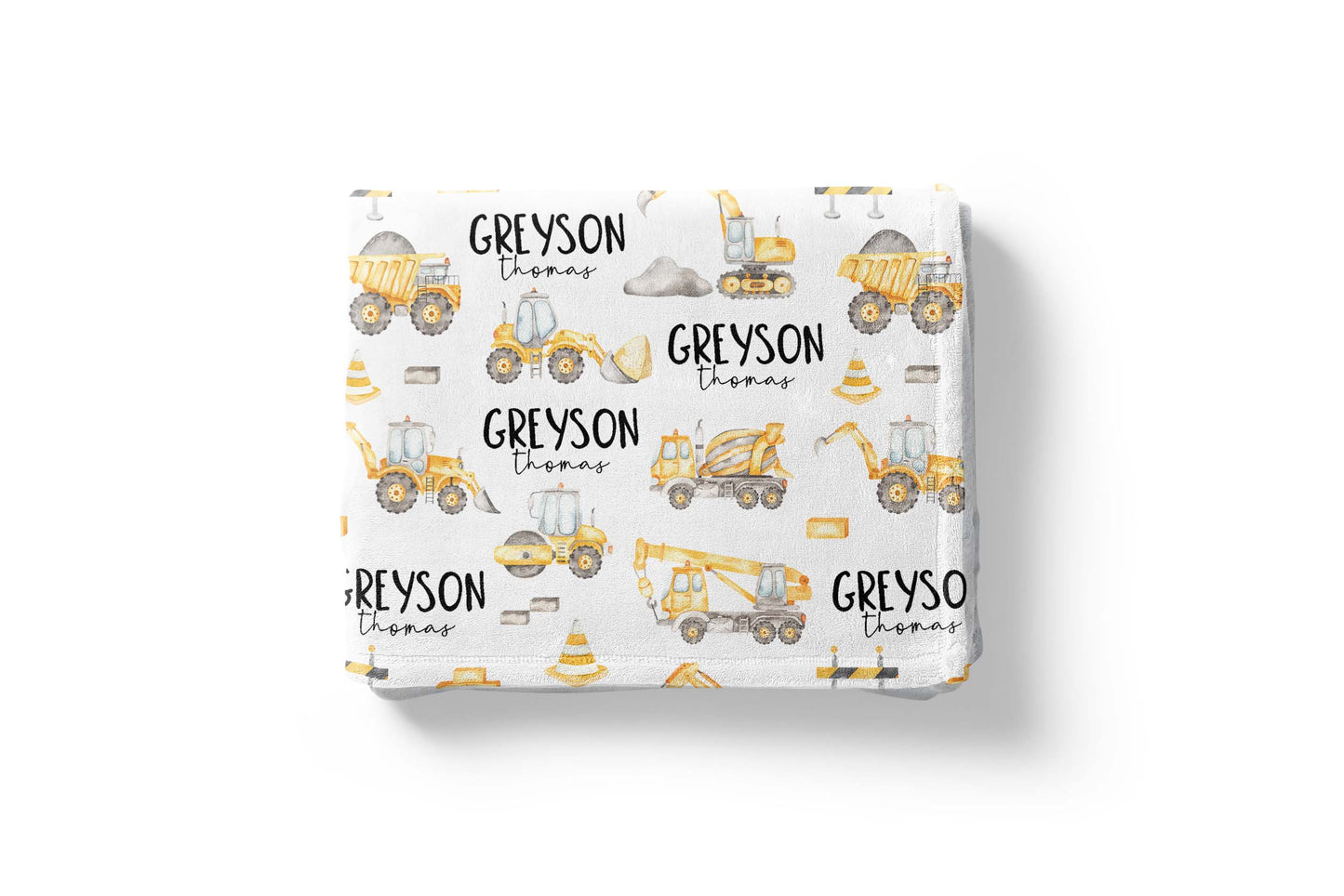 Construction Personalized Minky Blanket, Construction Nursery Bedding - Under construction