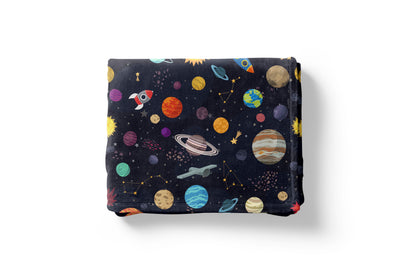 Solar System Minky Blanket, Space Kids room bedding