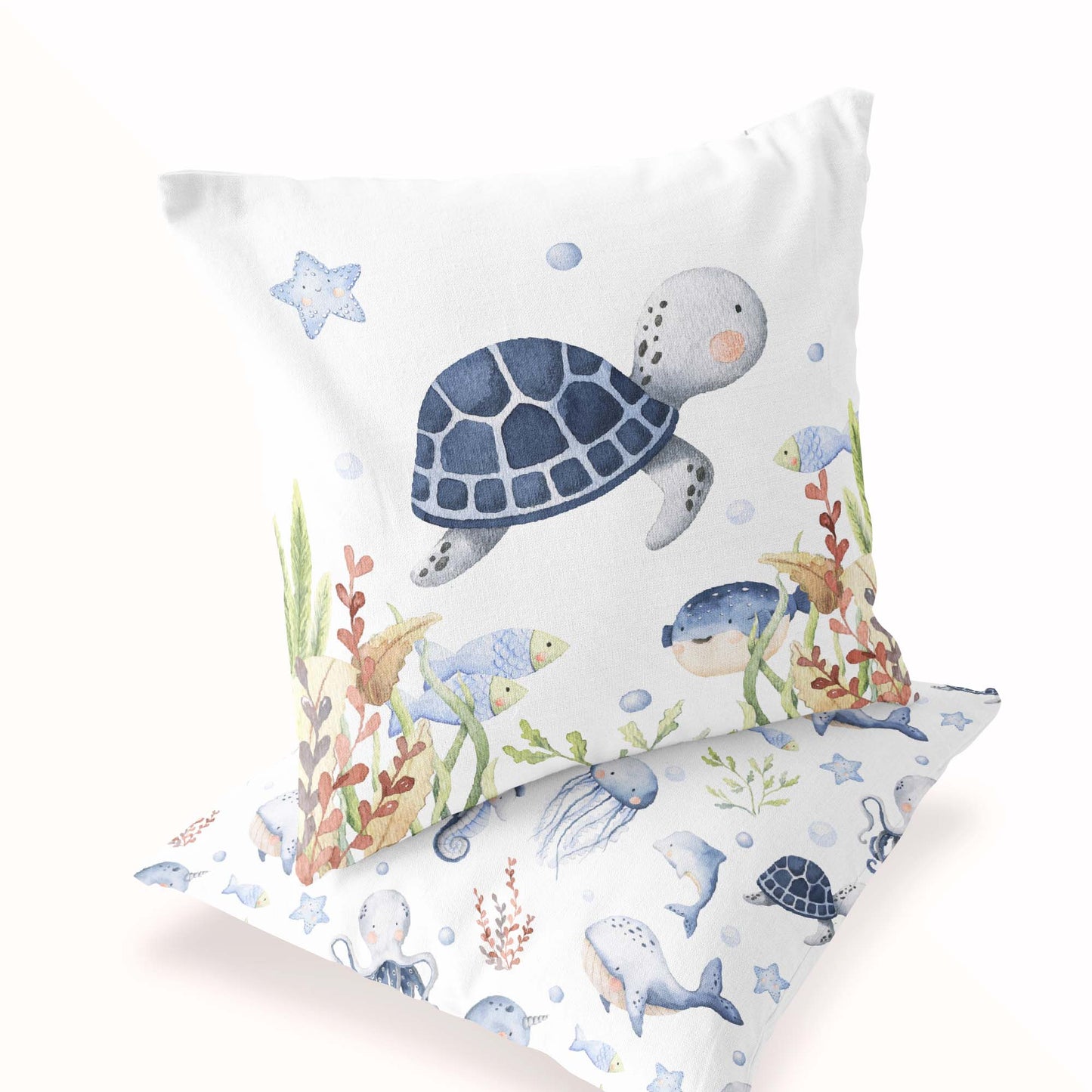 Turtle Pillow COVER, Under the sea nursery bedding - Little Ocean