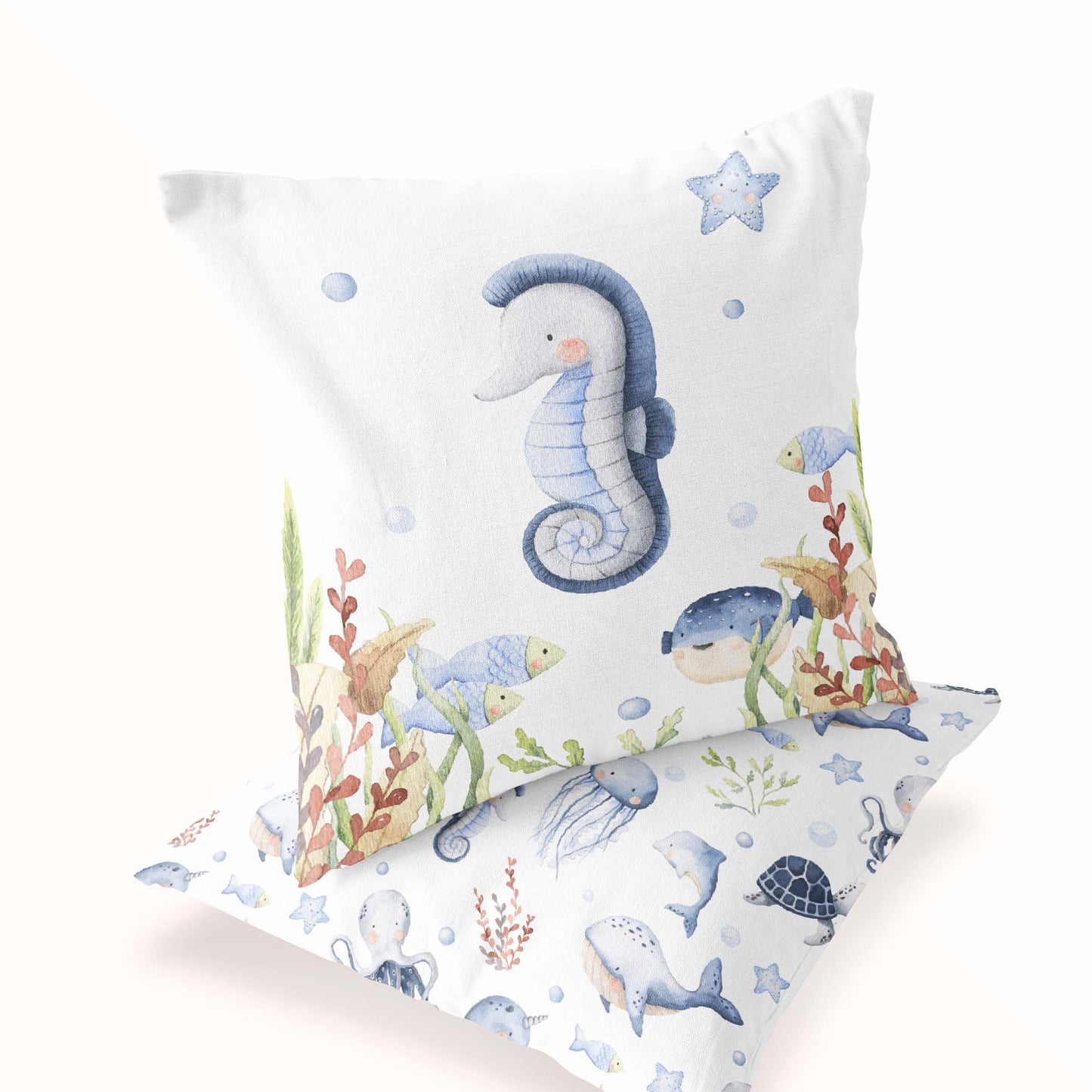 Sea Horse Pillow COVER,  Under the sea nursery bedding - Little Ocean