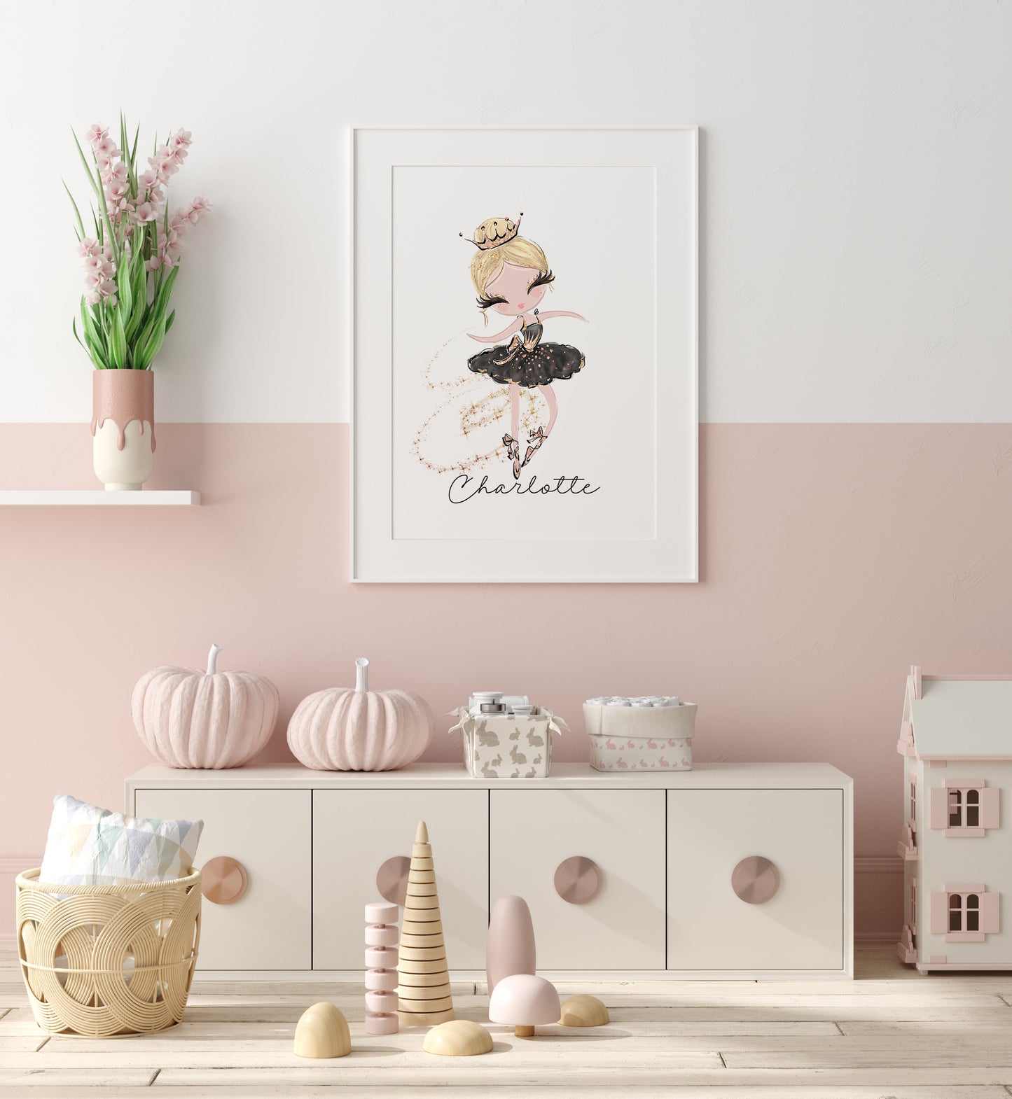 Personalized Ballerina Wall Art, Ballet Nursery Print Unframed - Sweet Ballet