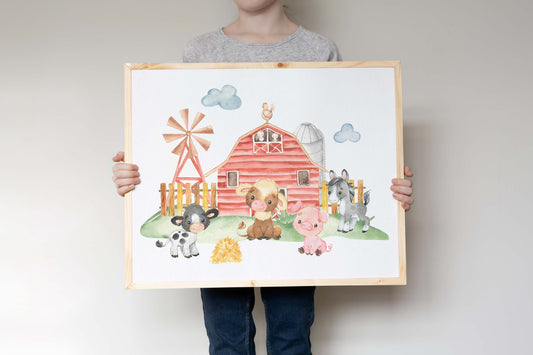 Farm Animals Wall Art, Farm Nursery Print - Farm Babies