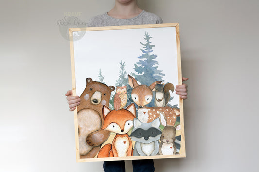 PRINTABLE Woodland Wall Art, Woodland Animals Nursery Print