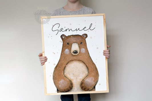 Personalized name Wall art, Bear Nursery Decor