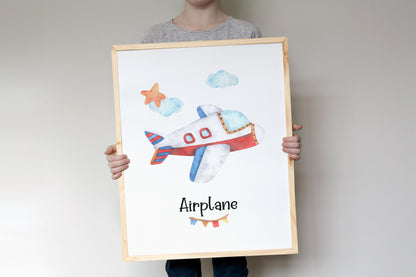 Transportation Abc Wall Art, Airplanes Nursery Prints set of 3