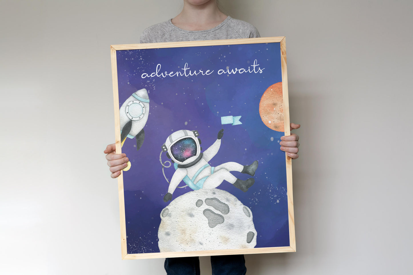 Astronaut Wall Art, Space Nursery Prints Set of 4