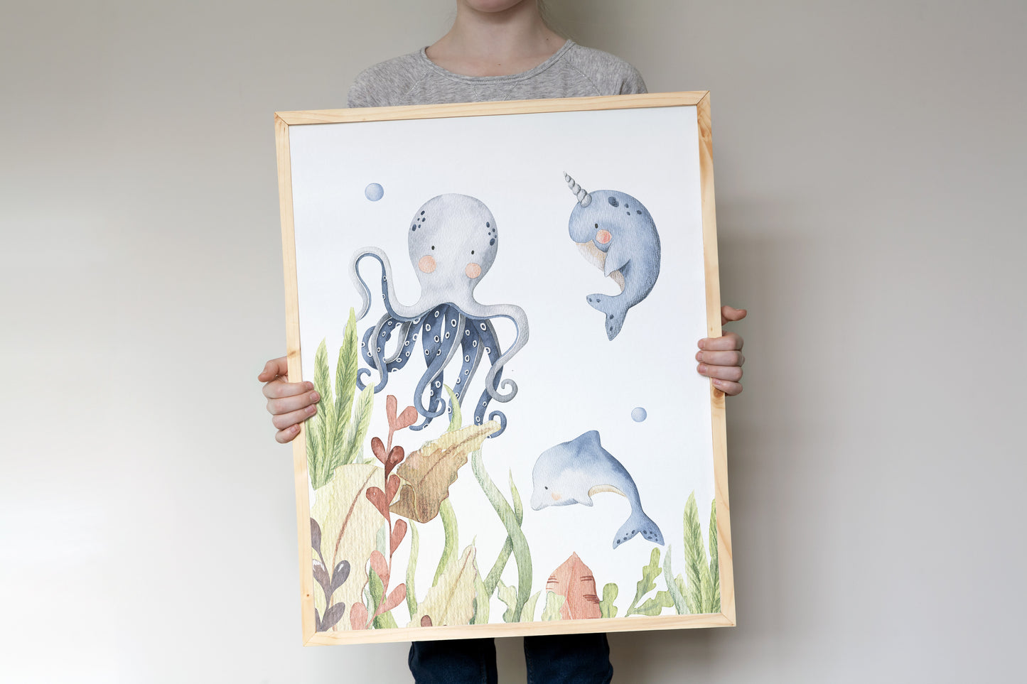 Under the sea Wall Art, Ocean animals Nursery Prints set of 3 - Little Ocean