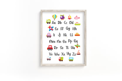PRINTABLE Alphabet Wall Art, Transportation Nursery Print