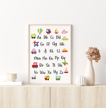 PRINTABLE Alphabet Wall Art, Transportation Nursery Print
