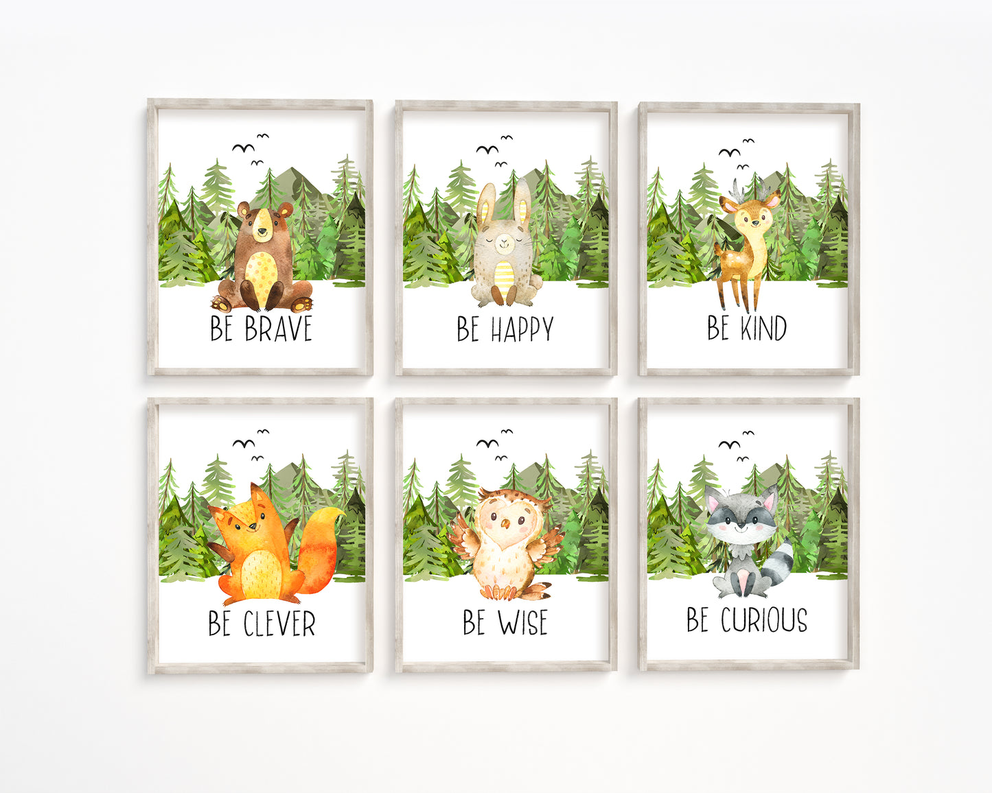 Set 6 PRINTABLE Woodland Wall Art, Woodland Nursery Prints