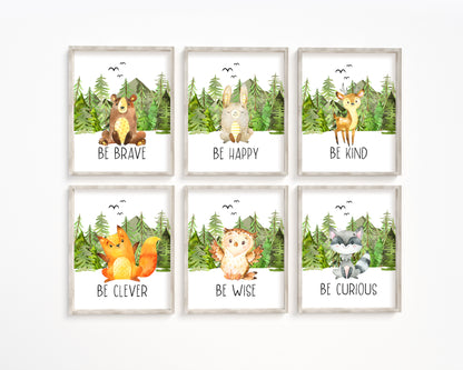 Set 6 PRINTABLE Woodland Wall Art, Woodland Nursery Prints