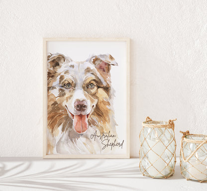 Australian Shepherd, PRINTABLE Dog Wall Art, Animal Nursery Print