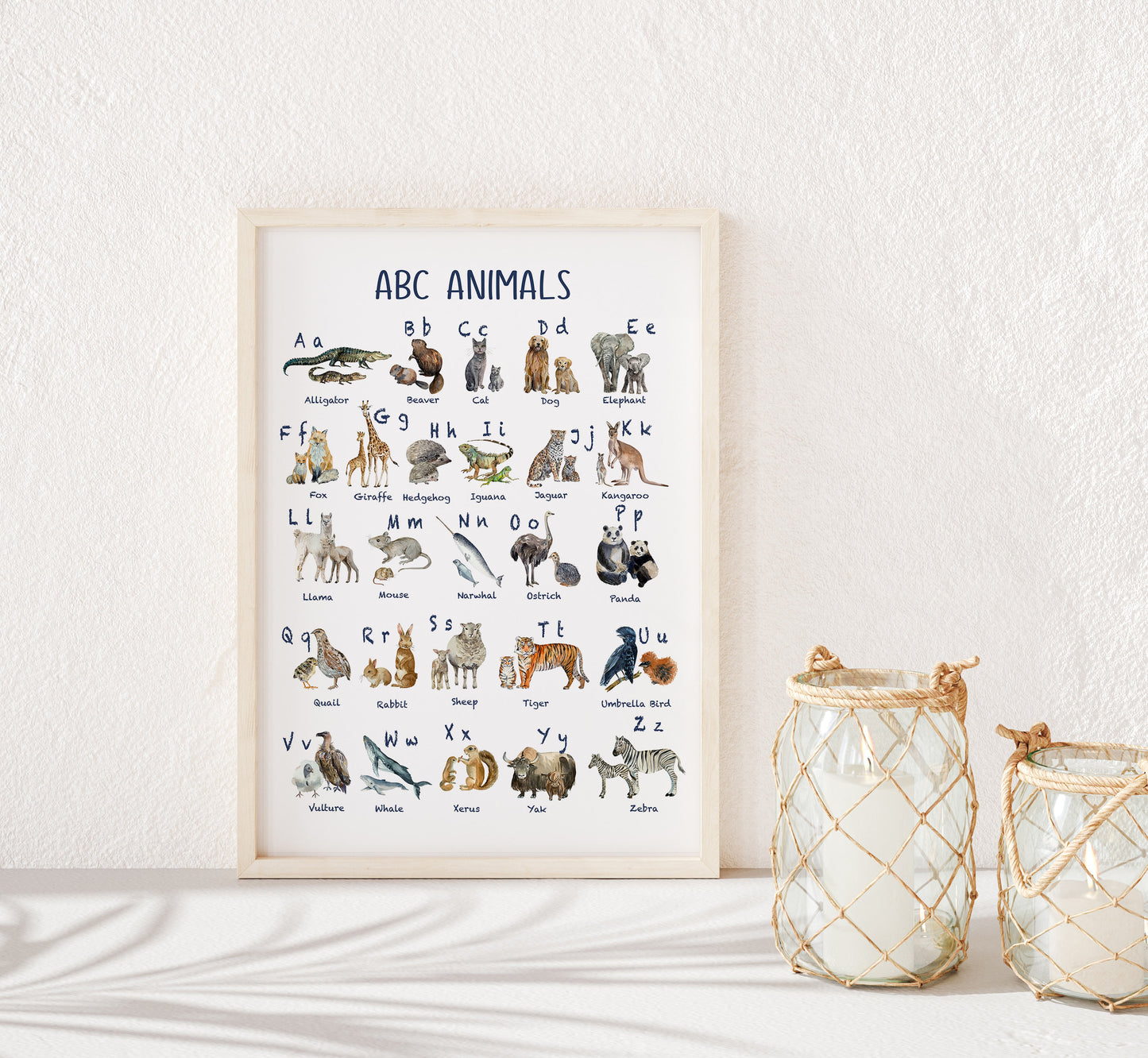 PRINTABLE Alphabet Wall Art, Animals Nursery Print