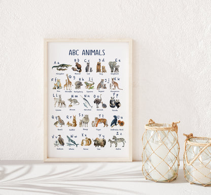 PRINTABLE Alphabet Wall Art, Animals Nursery Print