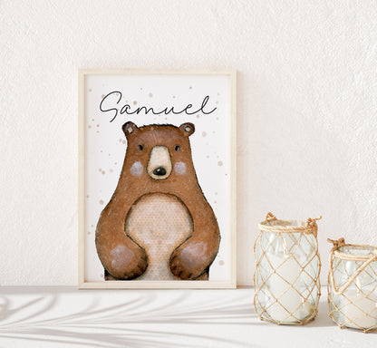 Personalized name Wall art, Bear Nursery Decor