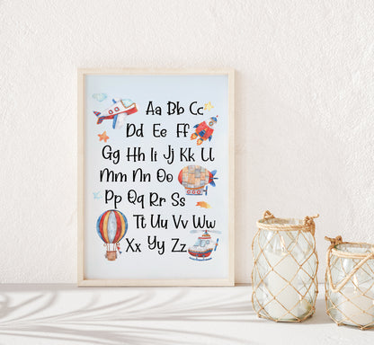 PRINTABLE Transportation Alphabet Wall Art, Abc Nursery Print