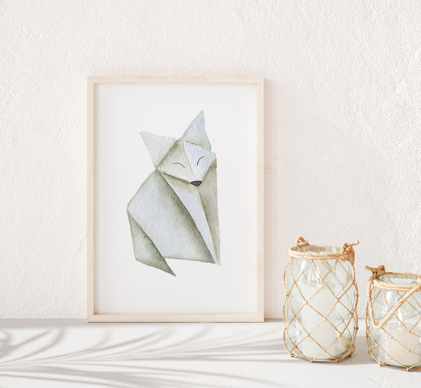 PRINTABLE Origami Fox Wall Art, Woodland Nursery Print