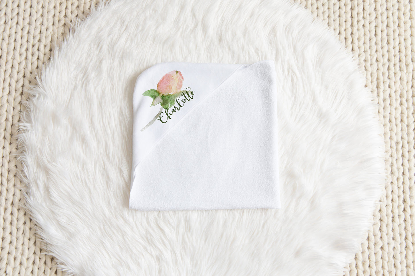 Personalized Floral Hooded Baby Towel, Baby Girl Bathroom Towel - Pastel Garden