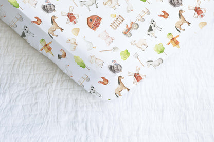 Farm Crib Sheet, Farm animals Nursery Bedding - Oliver's Ranch