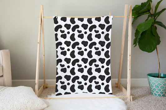 Cow Print Minky Blanket, Farm Nursery Bedding - Morgans Farm