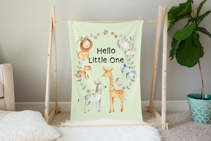 Hello Little One Safari Minky Blanket, Jungle Nursery Bedding - Baby Africa