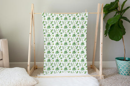 Tropical Leaves Minky Blanket, Jungle Nursery Bedding - Safari Explorer