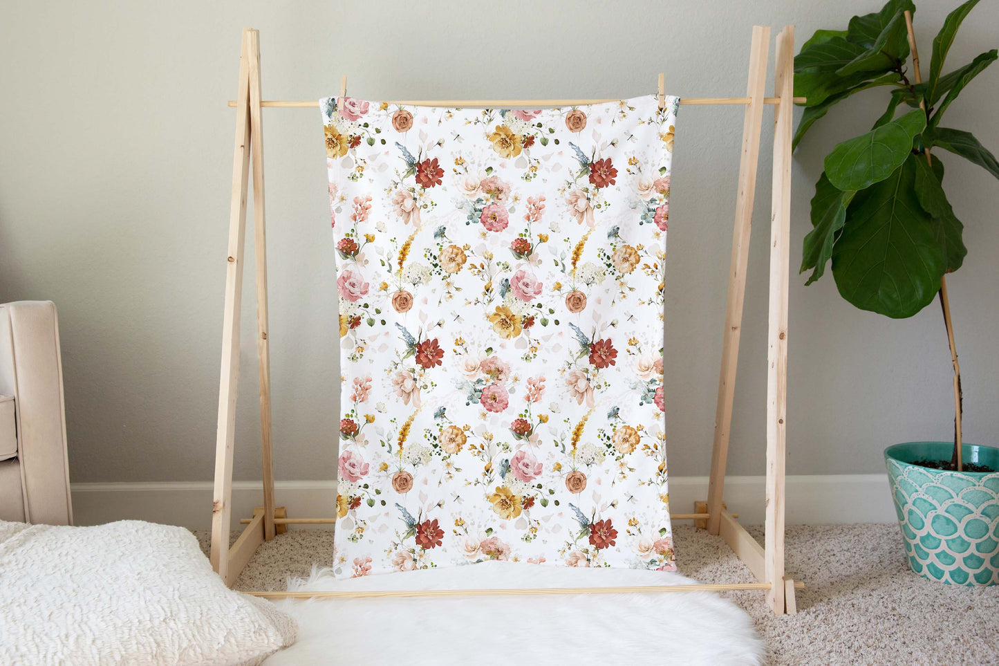 Wildflowers Blanket, Wildflower Nursery Bedding - Vintage Garden