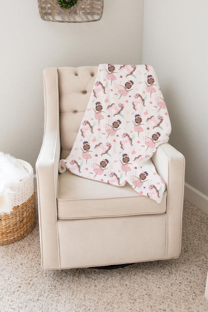 Ballerina Minky Blanket, Ballet Nursery Bedding - Sweet Ballet