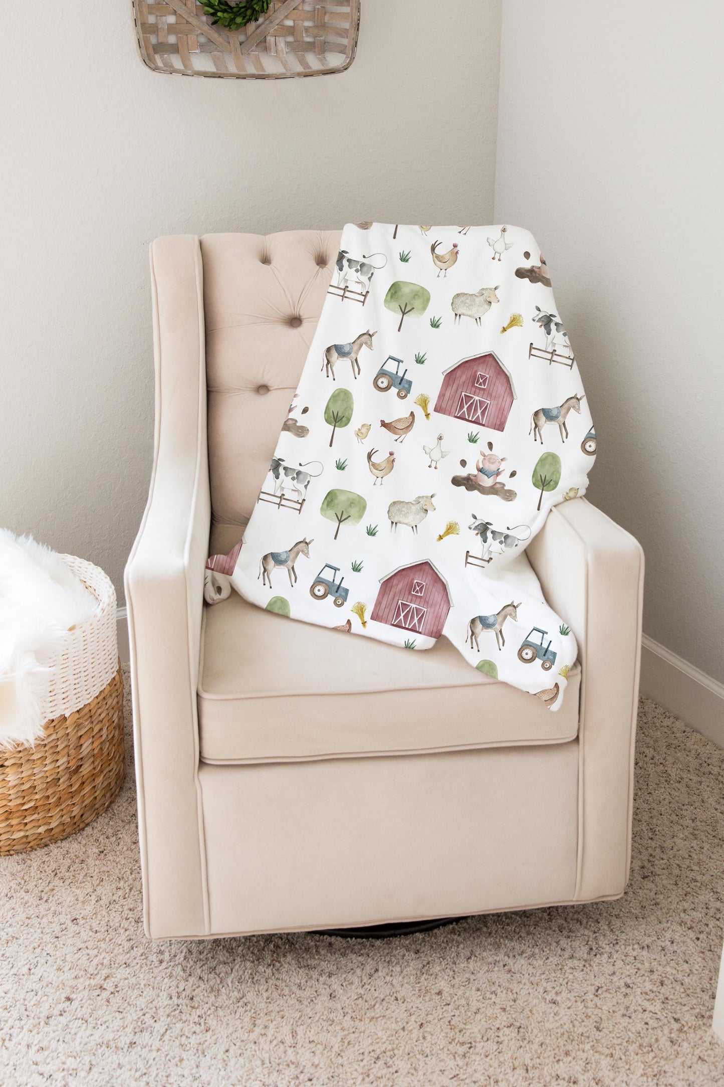 Farm Minky Blanket | Barnyard Nursery Bedding - The Farm