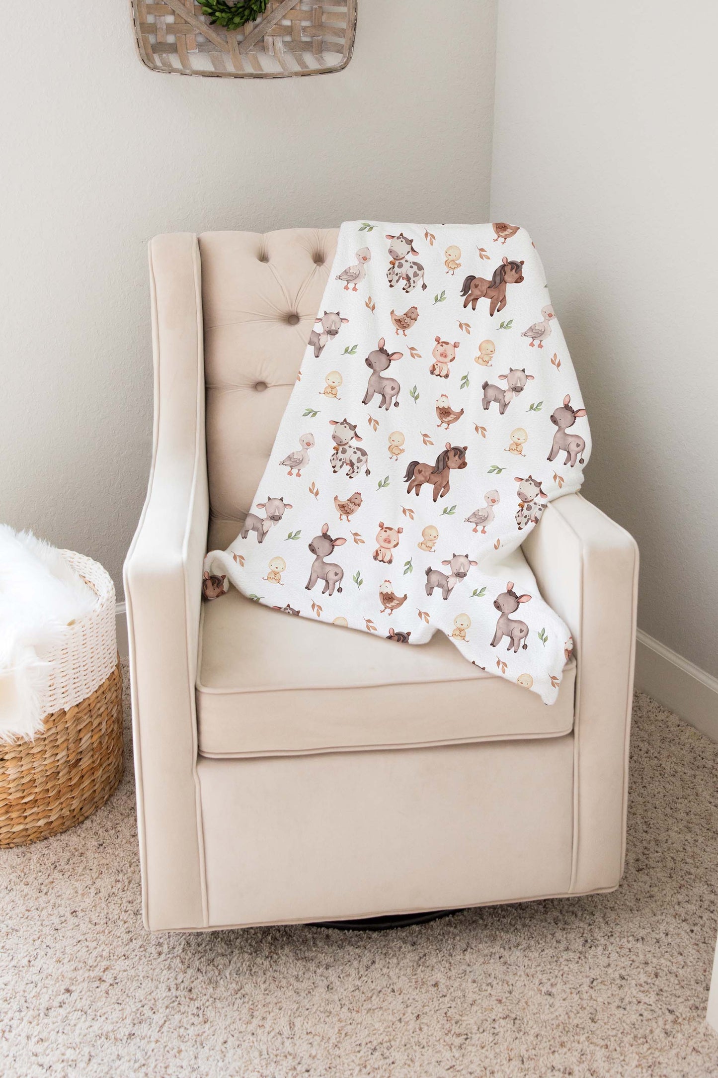 Farm Minky Blanket, Farm Nursery Bedding - Lovely Farm