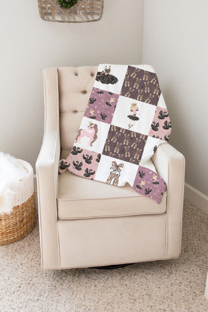 Black Swan Ballerina Minky Blanket, Ballet Nursery Bedding - Sweet Ballet