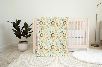 Safari Animals Minky Blanket, Jungle Nursery Bedding - Baby Africa