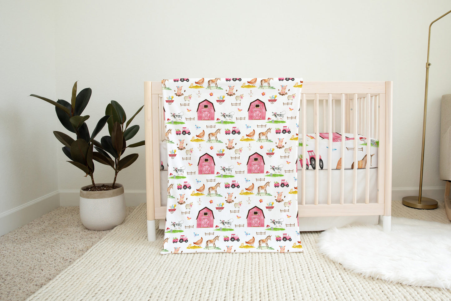 Farm girl blanket, Girl Farm Nursery Bedding - Farm Sweet Farm