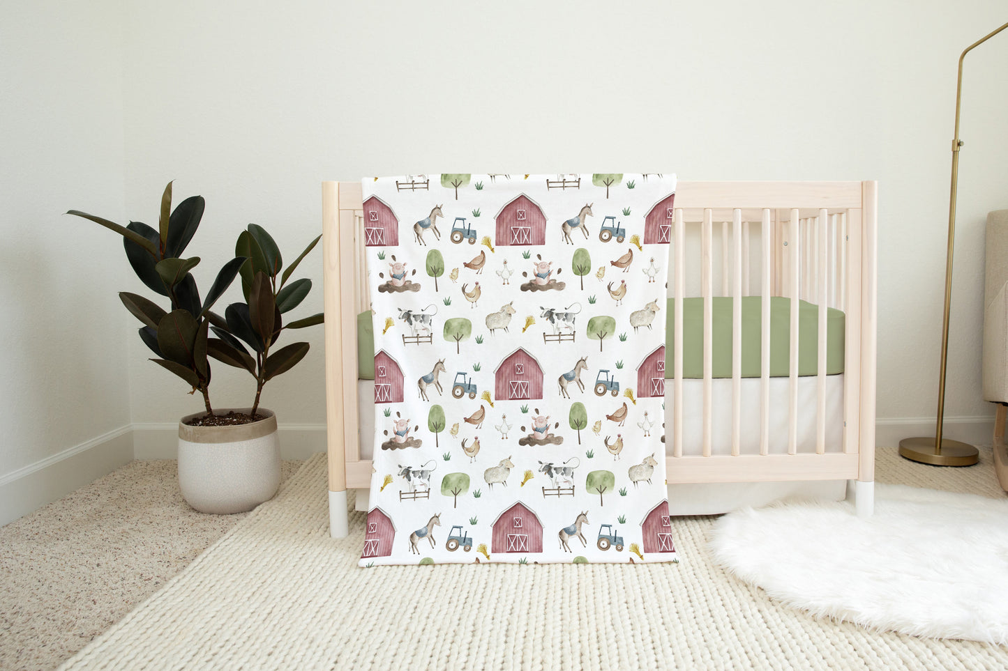 Farm Minky Blanket | Barnyard Nursery Bedding - The Farm